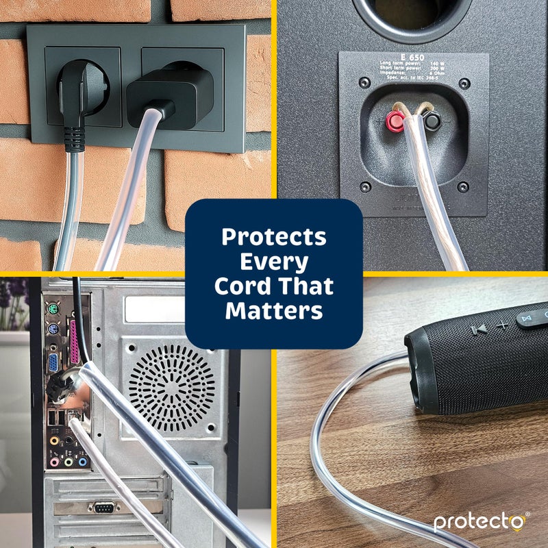 PROTECTO Heavy Duty Cord Protectors from Pets No Chew Solution, 7ft Easy to Use Dog & Cat Cord Protector, Clear & Odorless Critter Cord Covers for Pets, Power Audio & Video Wire Protector Tubing - Image 5